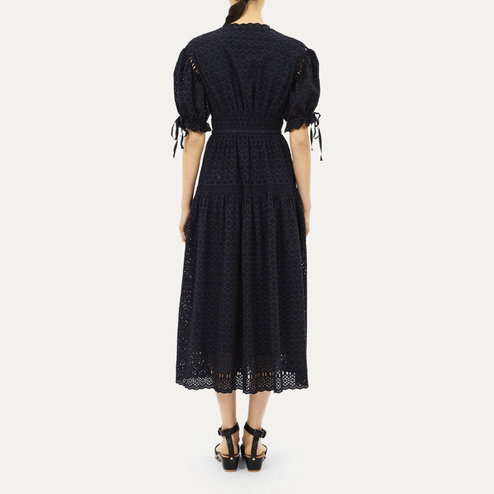Ulla Johnson Ottilie Short-Sleeve Cotton Dress in Midnight – International designer fashion boutique Australia Riada Concept Woollahra