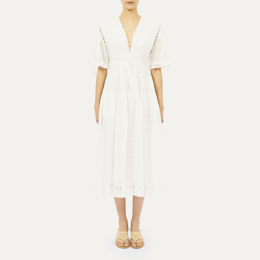 Ulla Johnson Ottilie Short-Sleeve Cotton Dress in Pristine – International designer fashion boutique Australia Riada Concept Woollahra