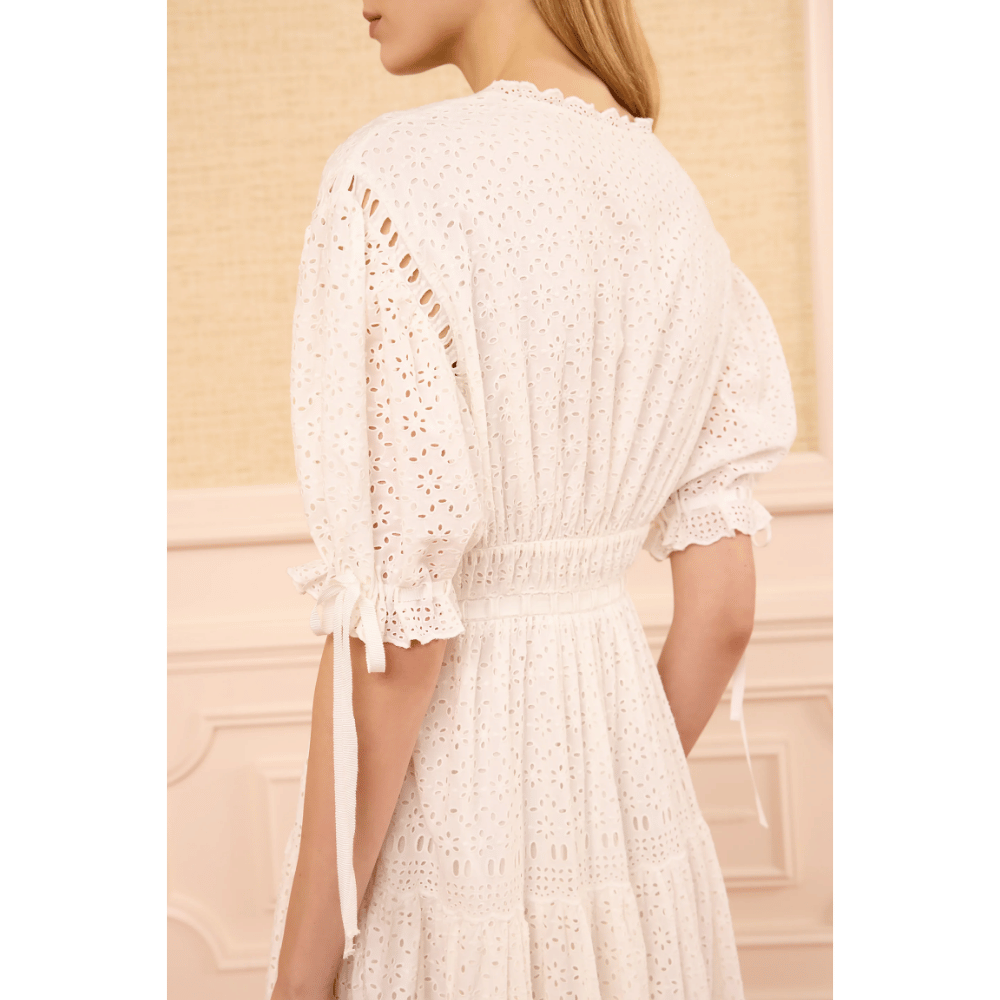 Ulla Johnson Ottilie Short-Sleeve Cotton Dress in Pristine – International designer fashion boutique Australia Riada Concept Woollahra