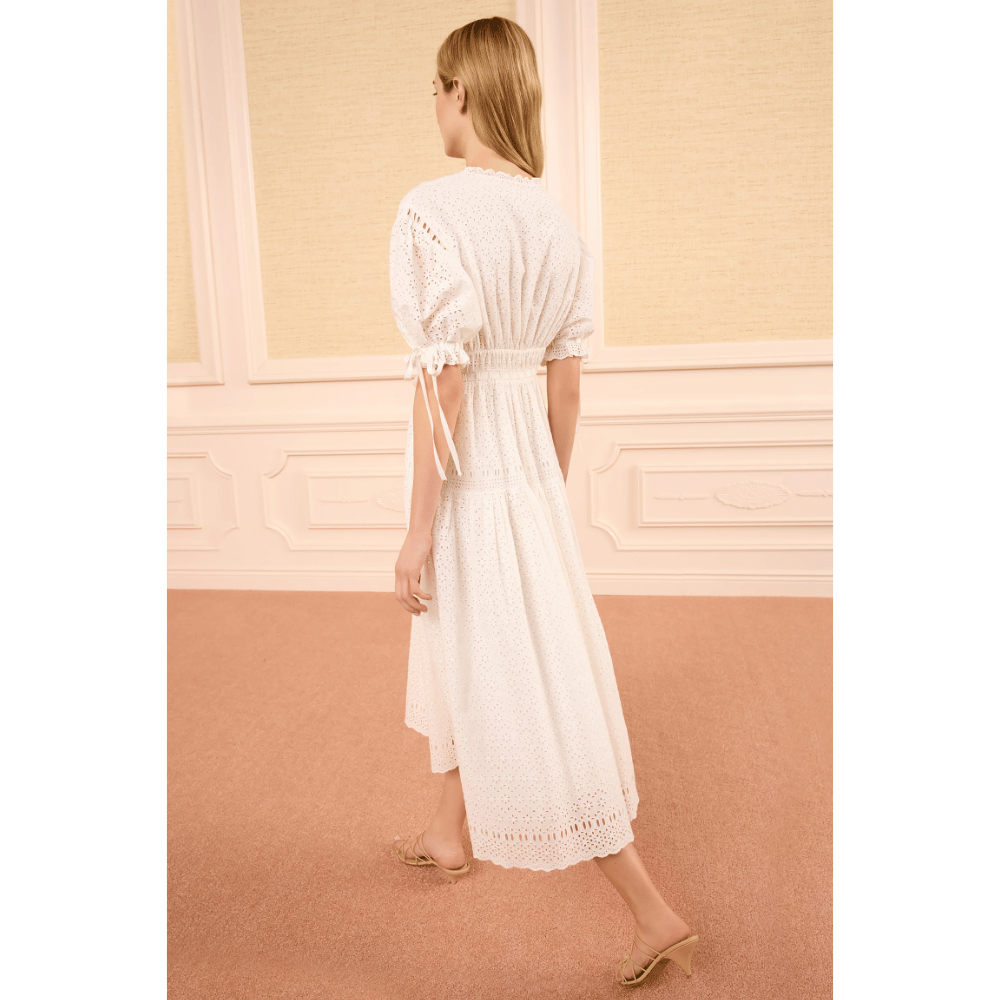 Ulla Johnson Ottilie Short-Sleeve Cotton Dress in Pristine – International designer fashion boutique Australia Riada Concept Woollahra