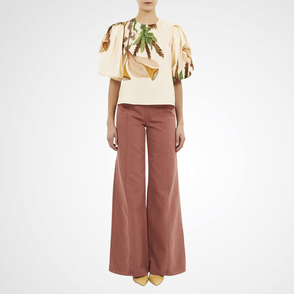 Ulla Johnson Ravena Puff Sleeve Top in Inner Nature Ulla Johnson designer skirts, international luxury fashion boutique Australia Riada Concept Woollahra