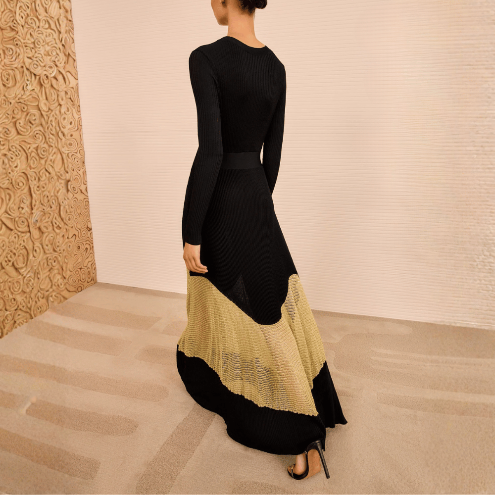 Ulla Johnson Roanne Long Dress in Gold Noir Ulla Johnson designer skirts, international luxury fashion boutique Australia Riada Concept Woollahra