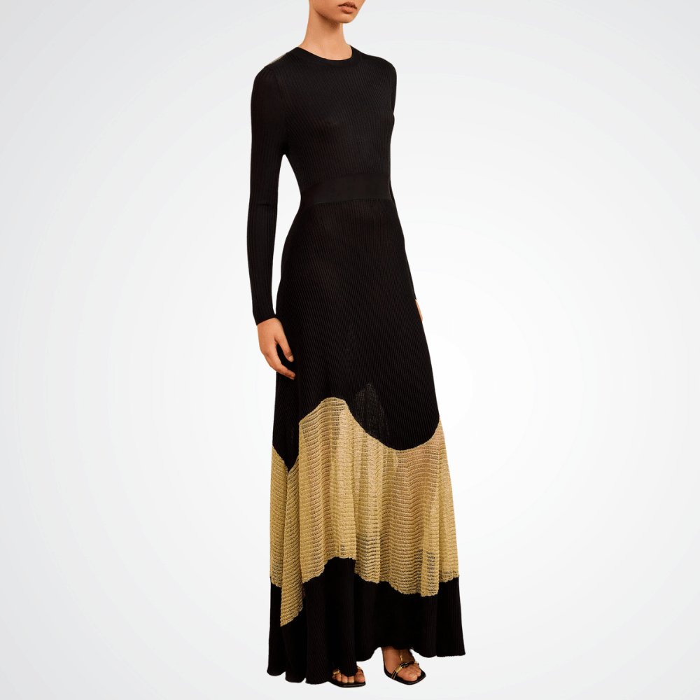 Ulla Johnson Roanne Long Dress in Gold Noir Ulla Johnson designer skirts, international luxury fashion boutique Australia Riada Concept Woollahra