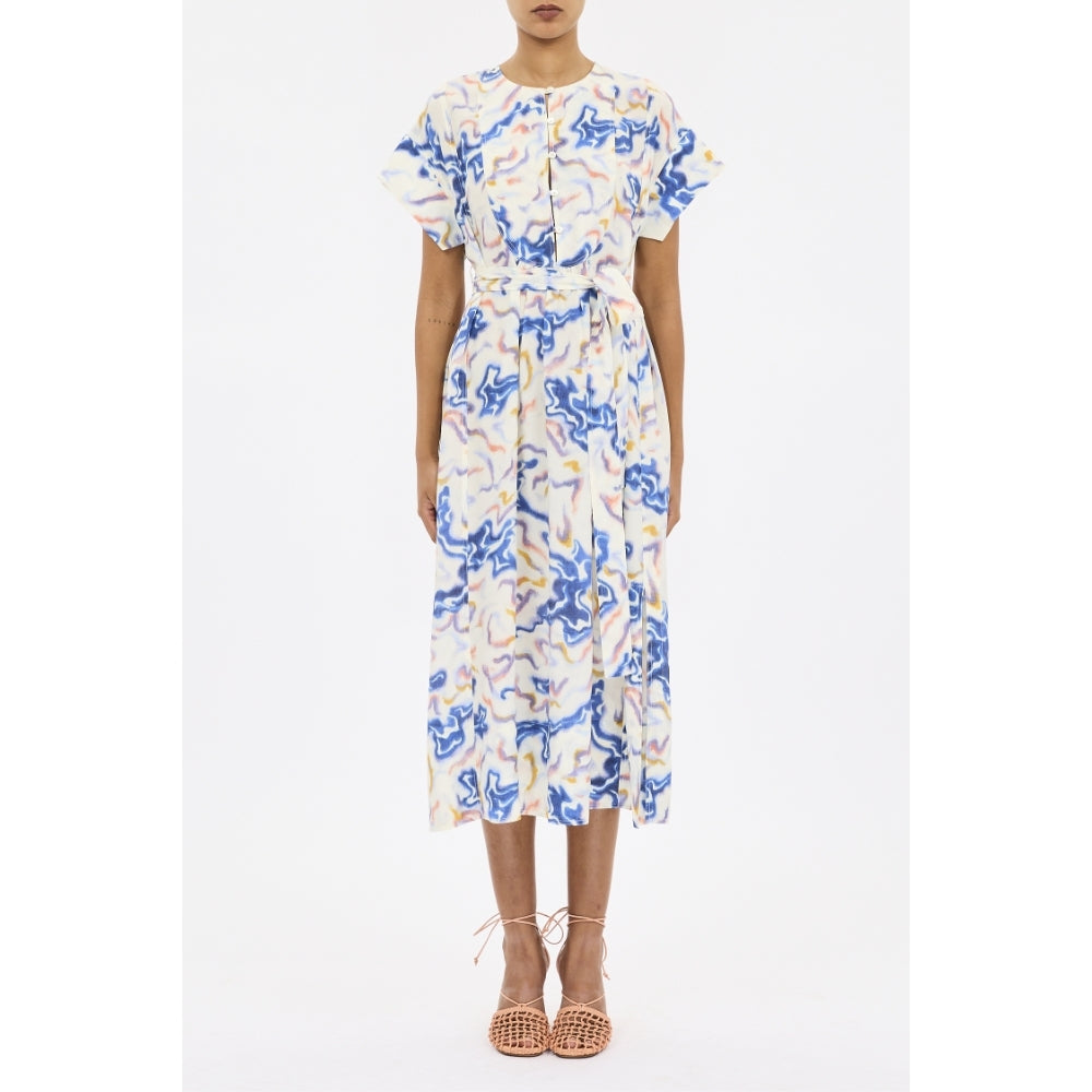 Ulla Johnson Sabi Silk Crepe De Chine Midi Dress in Prism – International designer fashion boutique Australia Riada Concept Woollahra
