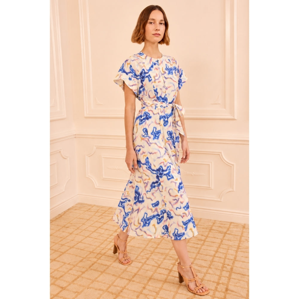 Ulla Johnson Sabi Silk Crepe De Chine Midi Dress in Prism – International designer fashion boutique Australia Riada Concept Woollahra