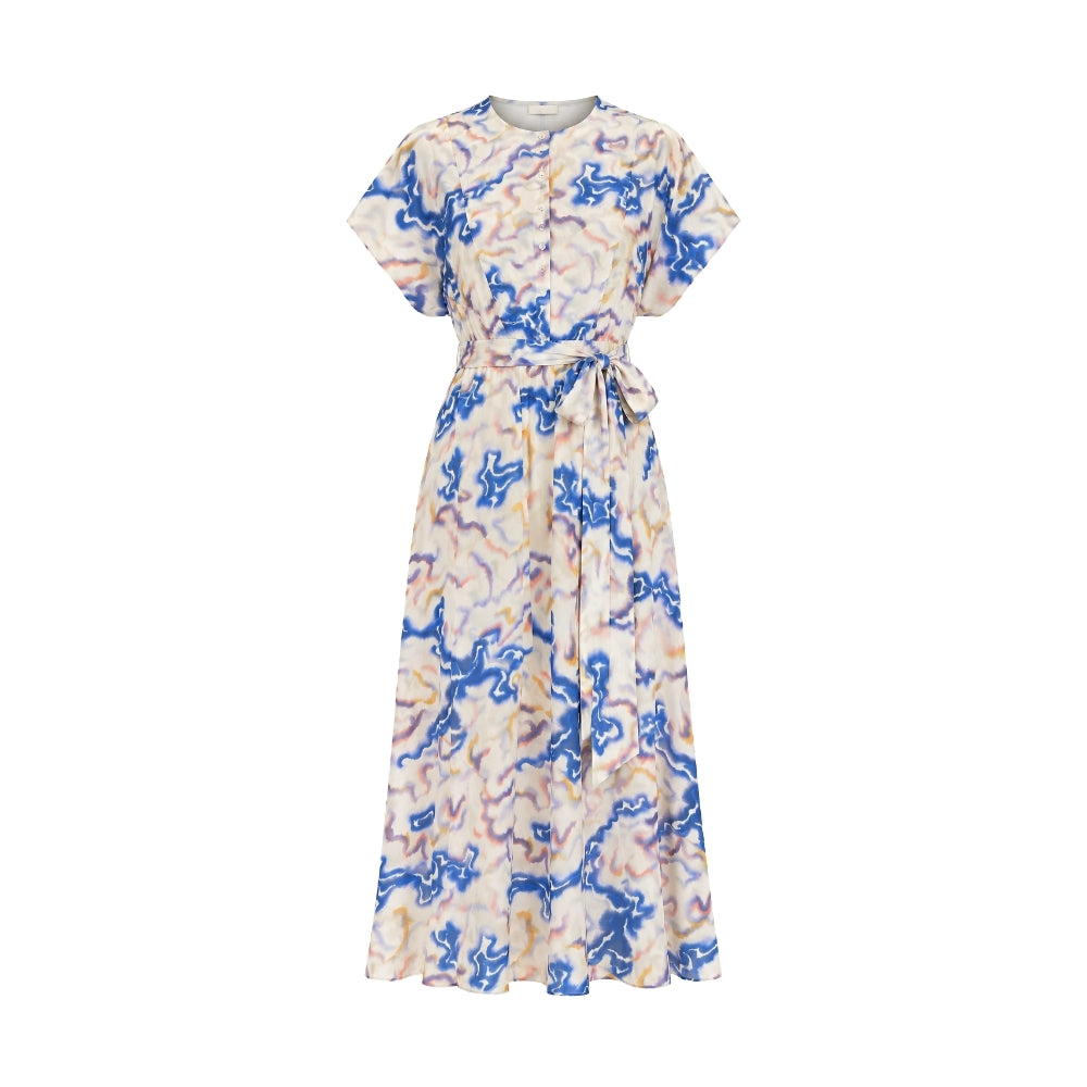 Ulla Johnson Sabi Silk Crepe De Chine Midi Dress in Prism – International designer fashion boutique Australia Riada Concept Woollahra
