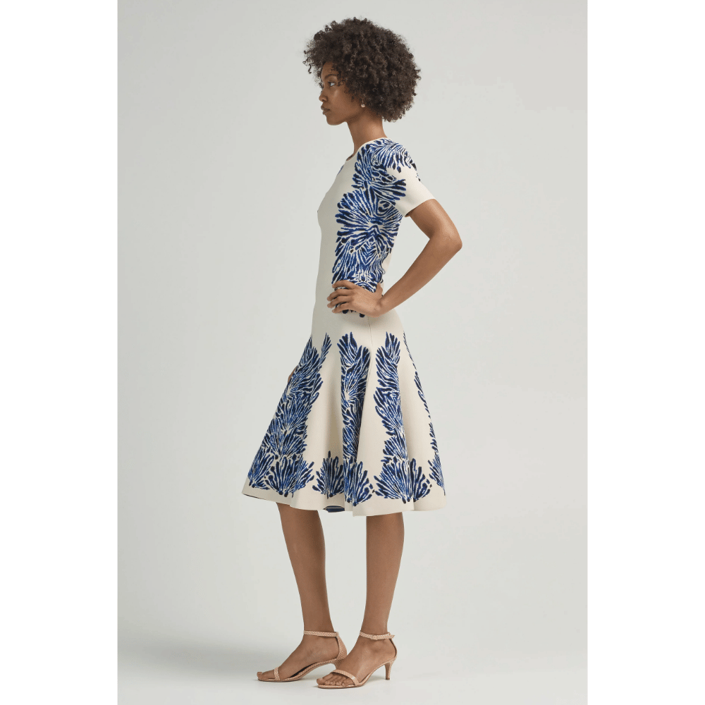 Ulla Johnson Sofie Short-Sleeve Jacquard Knit Dress in Ocean – International designer fashion boutique Australia Riada Concept Woollahra