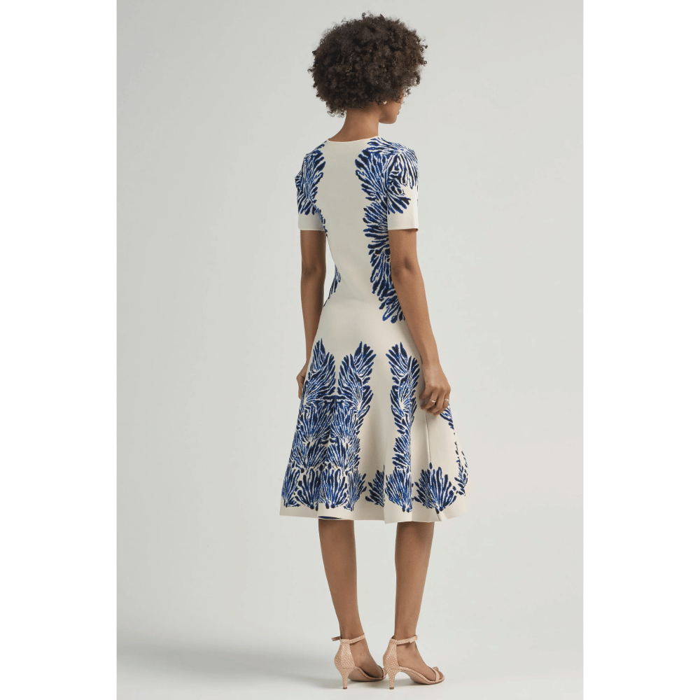 Ulla Johnson Sofie Short-Sleeve Jacquard Knit Dress in Ocean – International designer fashion boutique Australia Riada Concept Woollahra