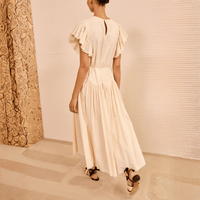 Ulla Johnson Sylvaine Flutter Sleeve Midi Dress in Cowrie Ulla Johnson designer skirts, international luxury fashion boutique Australia Riada Concept Woollahra