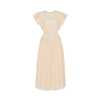 Ulla Johnson Sylvaine Flutter Sleeve Midi Dress in Cowrie Ulla Johnson designer skirts, international luxury fashion boutique Australia Riada Concept Woollahra