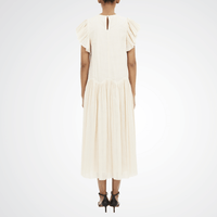 Ulla Johnson Sylvaine Flutter Sleeve Midi Dress in Cowrie Ulla Johnson designer skirts, international luxury fashion boutique Australia Riada Concept Woollahra