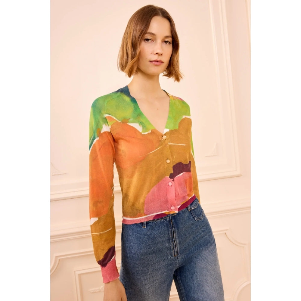 Ulla Johnson Vivienne Gauzy Knit Cardigan in Nature Print – International designer fashion boutique Australia Riada Concept Woollahra