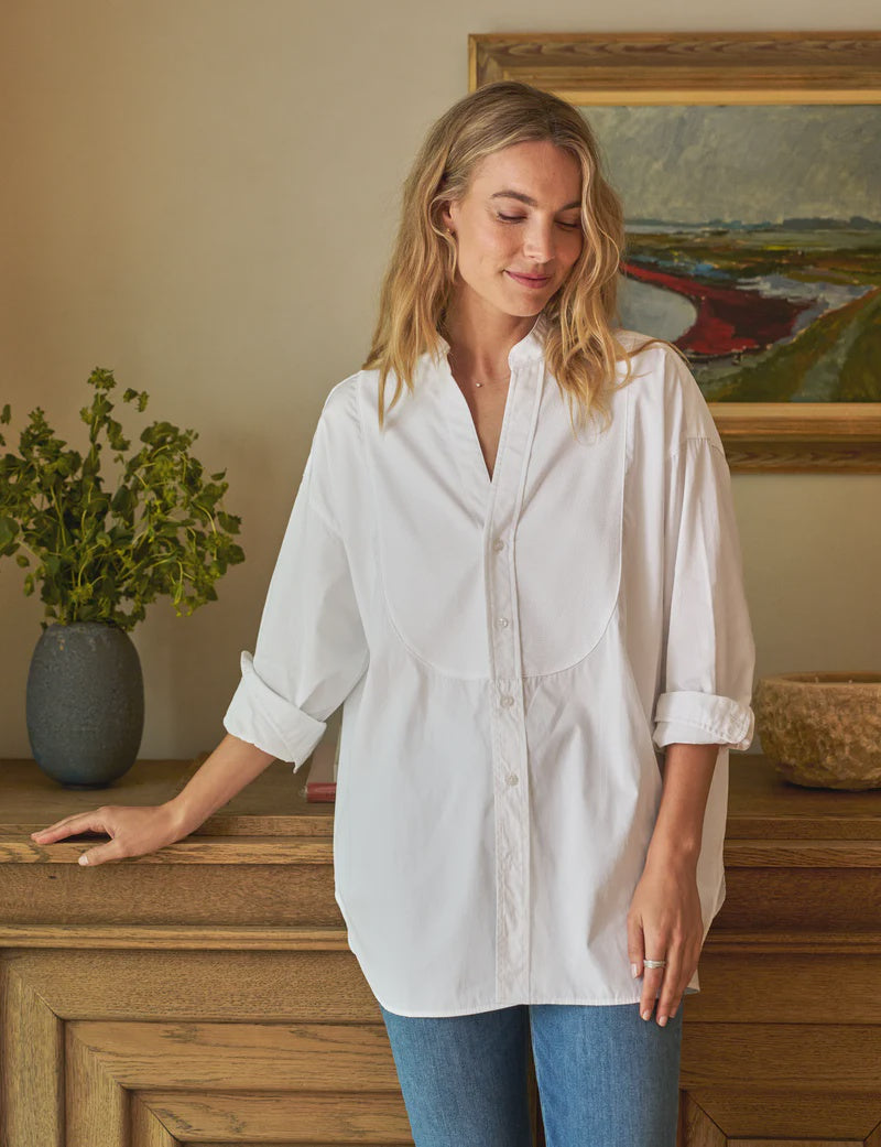 Victoria Italian Tuxedo Shirt in White