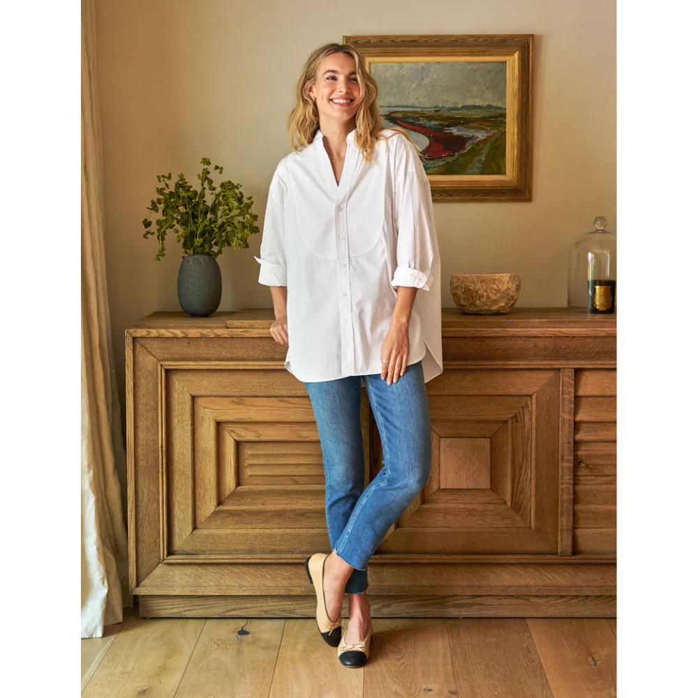 Victoria Italian Tuxedo Shirt in White