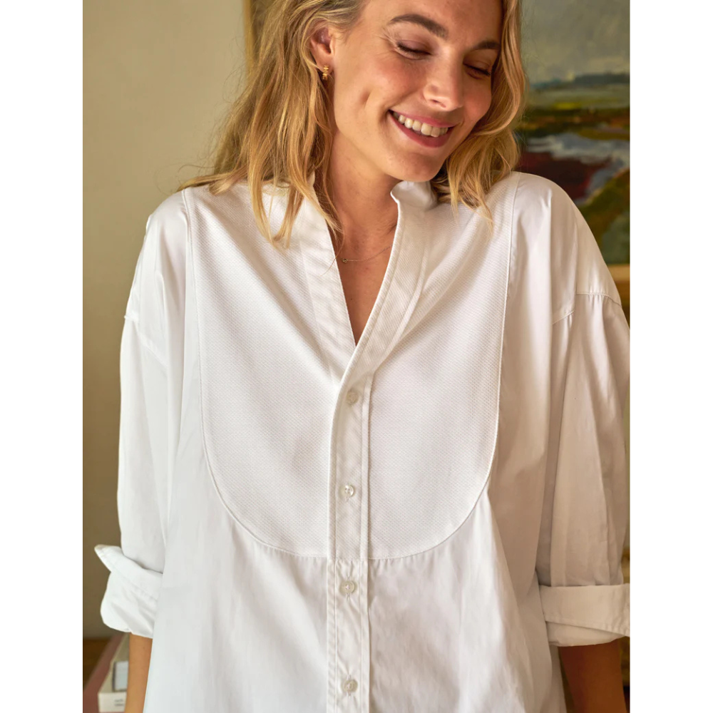 Victoria Italian Tuxedo Shirt in White