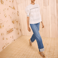 Ulla Johnson Virginia Lace Collar Short Sleeve Blouse in pristine – luxury white cotton poplin blouse with lace trims and puffed sleeves, Available instore and online at Riada Concept, Woollahra — Sydney’s destination for a curated selection of international luxury brands