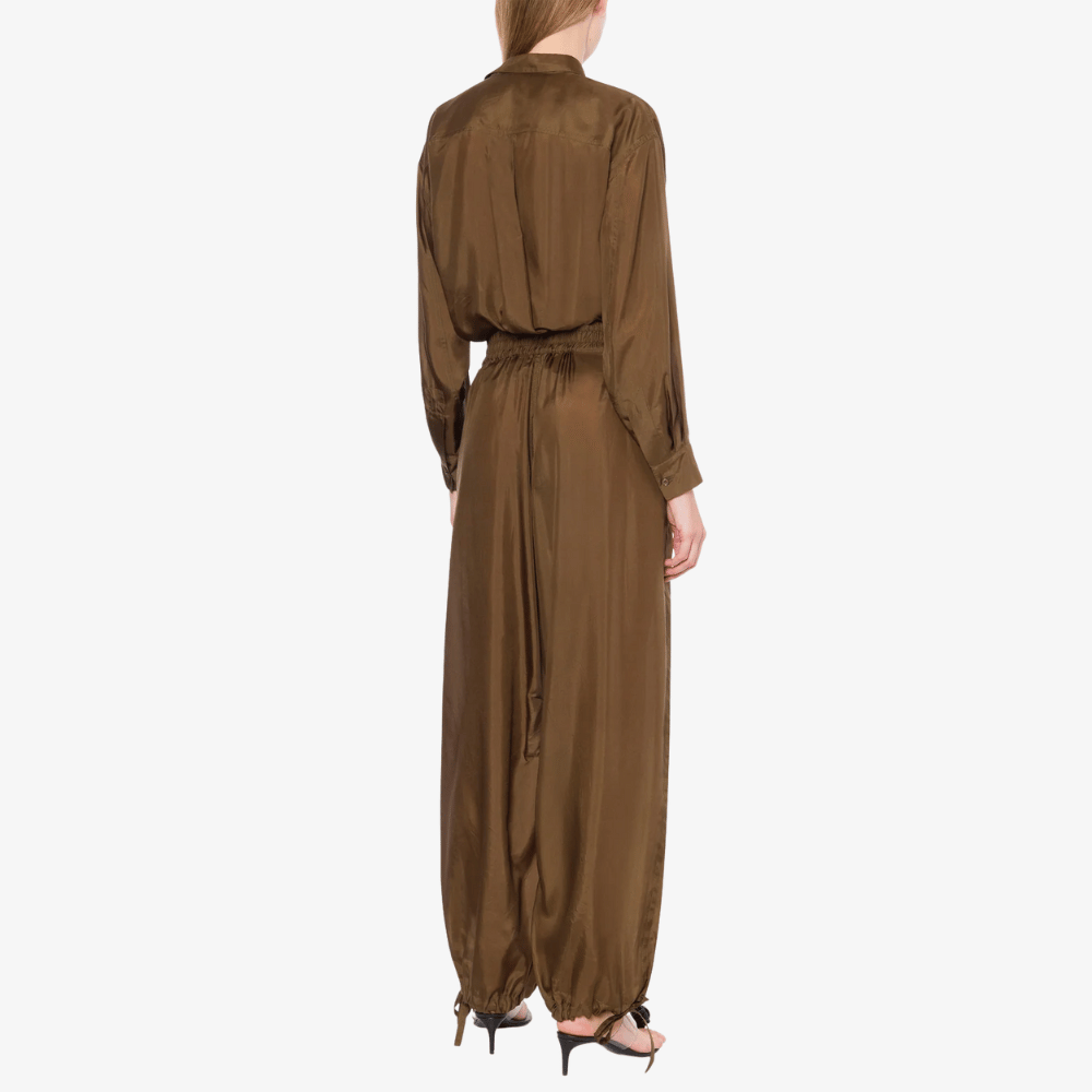 Philosophy di Lorenzo Serafini Washed Habotai Silk Shirt in Brown, international luxury fashion brands available at Riada Concept Woollahra, Sydney Australia and online