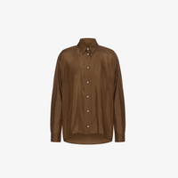 Philosophy di Lorenzo Serafini Washed Habotai Silk Shirt in Brown, international luxury fashion brands available at Riada Concept Woollahra, Sydney Australia and online