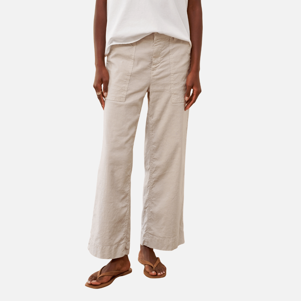 Frank & Eileen Wexford Patch Pocket Wide-Leg Linen Pant in Cement – International designer fashion boutique Australia Riada Concept Woollahra