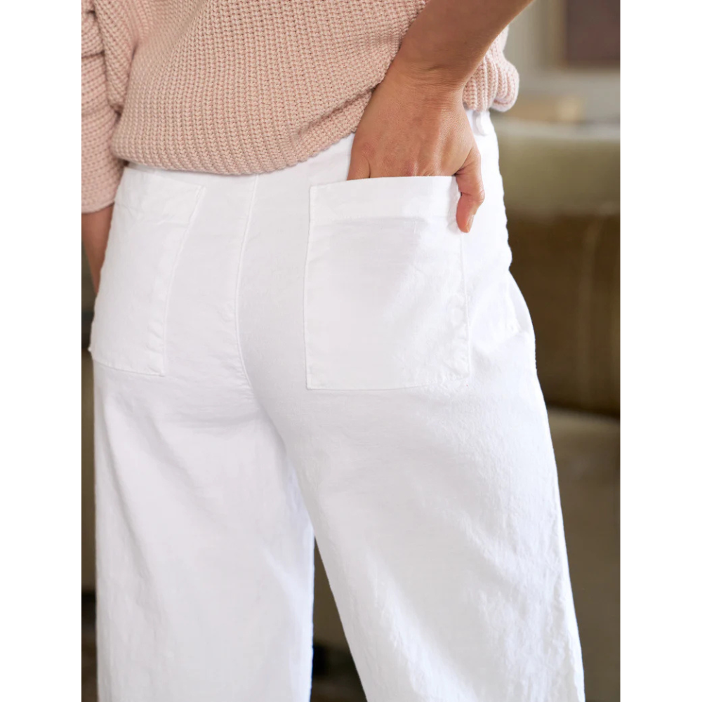 Wexford Wide Leg Linen Pant in White