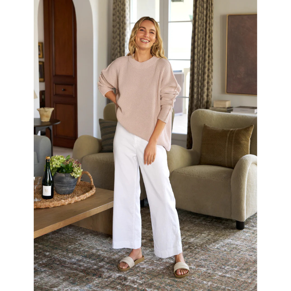 Wexford Wide Leg Linen Pant in White