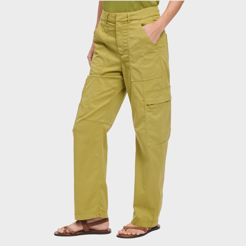 Transit Par Such cotton-lyocell cargo trousers in warm olive green – side view