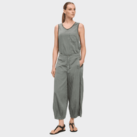 Transit Par Such silk-blend cropped barrel-leg trousers in muted sage green – full front view