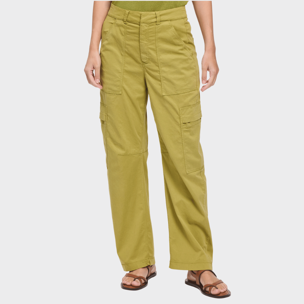 Transit Par Such cotton-lyocell cargo trousers in warm olive green – front view