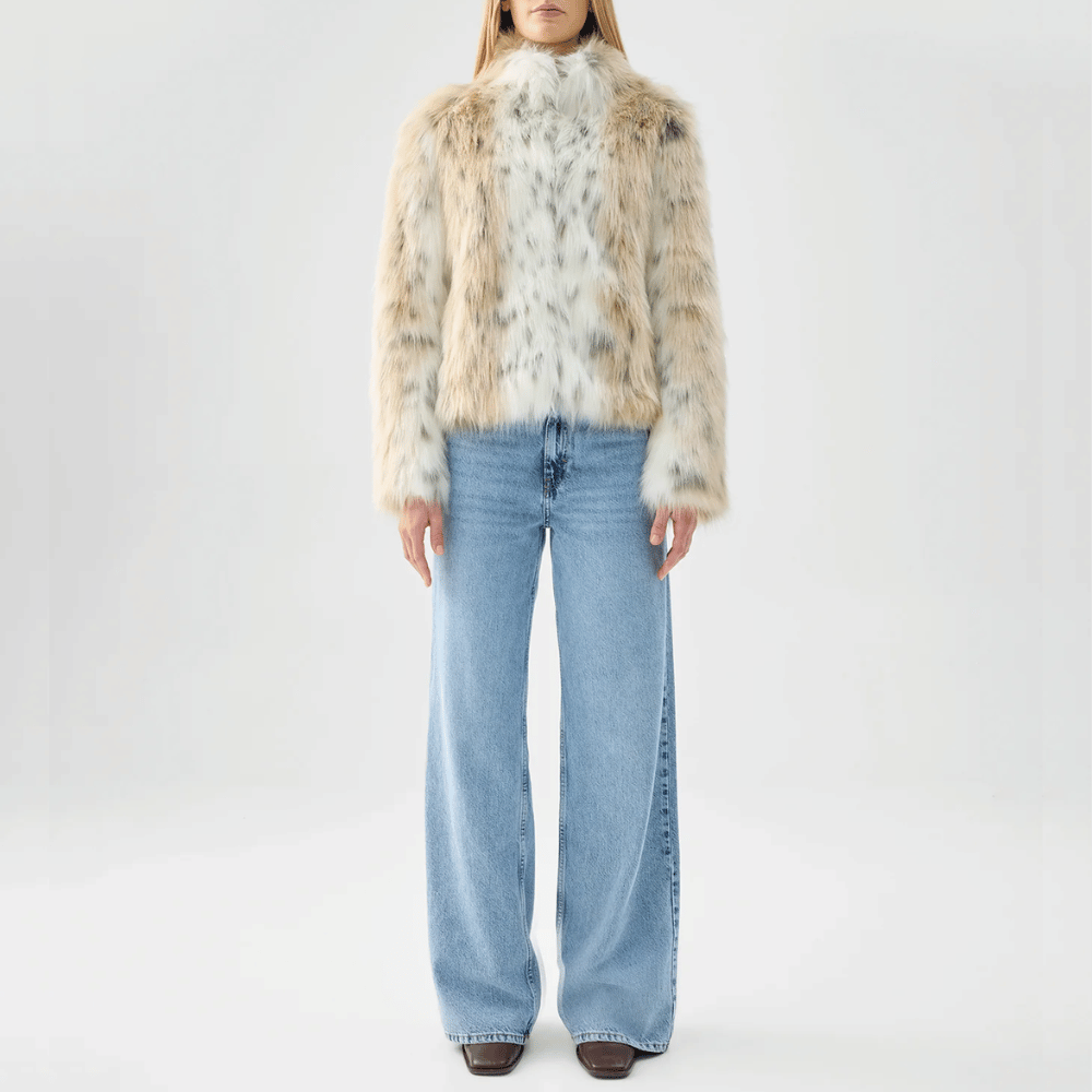 Unreal Fur Wild Dream Faux Fur Jacket in Snow Leopard – International designer fashion boutique Australia Riada Concept Woollahra
