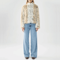 Unreal Fur Wild Dream Faux Fur Jacket in Snow Leopard – International designer fashion boutique Australia Riada Concept Woollahra
