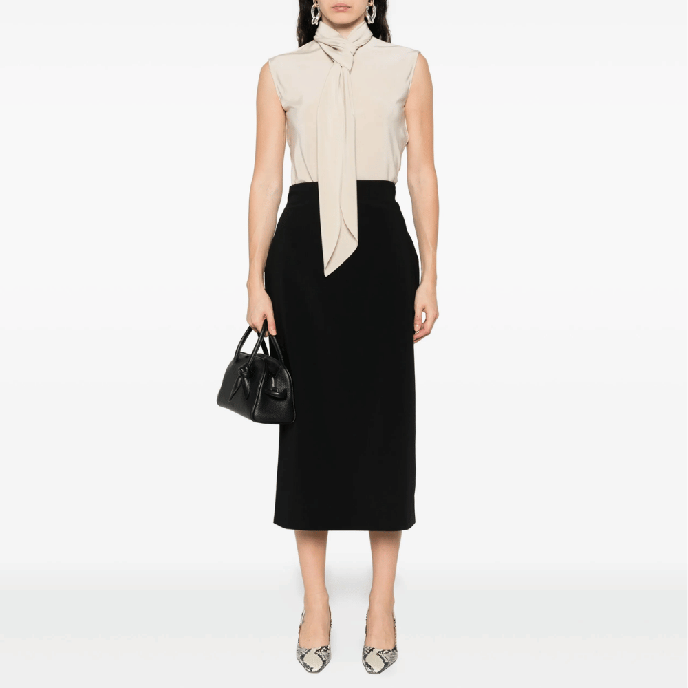 AAlberta Ferretti Wool-Blend Pencil Midi Skirt in Black – International designer fashion boutique Australia Riada Concept Woollahra