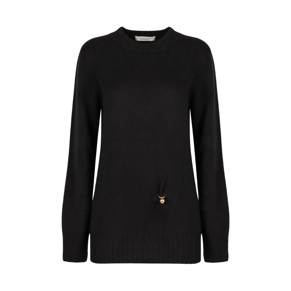 Extrafine Merino Wool Cashmere Blend Sweater in Black