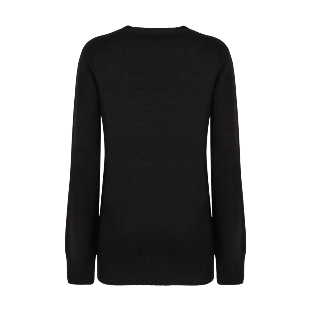 Extrafine Merino Wool Cashmere Blend Sweater in Black