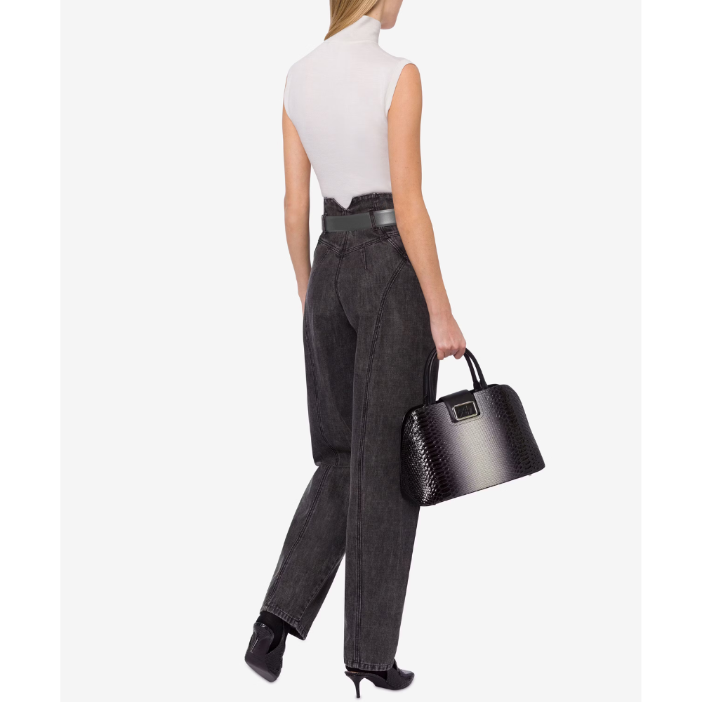 Wool and Silk Turtleneck Top in Ivory