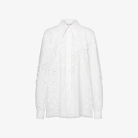 Alberta Ferretti Long Sleeve Relaxed Fit Sangallo Embroidered Shirt in White Alberta Ferretti Australia Stockist Australia Online Riada Concept Luxury Fashion Boutique