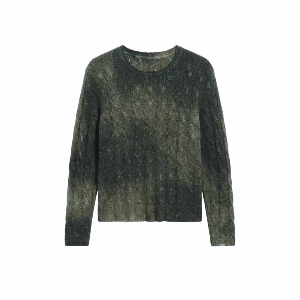 Avant Toi Gradient Cable-Knit Cashmere Silk Sweater in Moss - International designer fashion boutique Australia Riada Concept Woollahra
