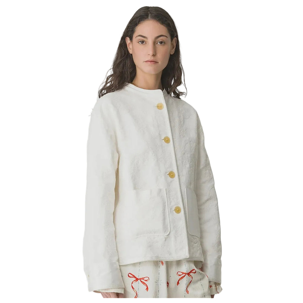 Arabesque Cotton Jacquard Jacket in Crystal