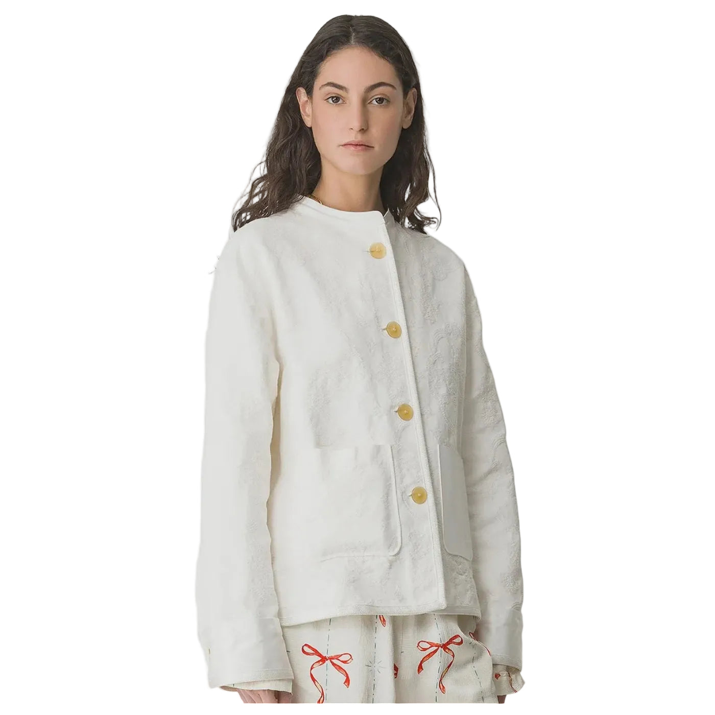 Arabesque Cotton Jacquard Jacket in Crystal