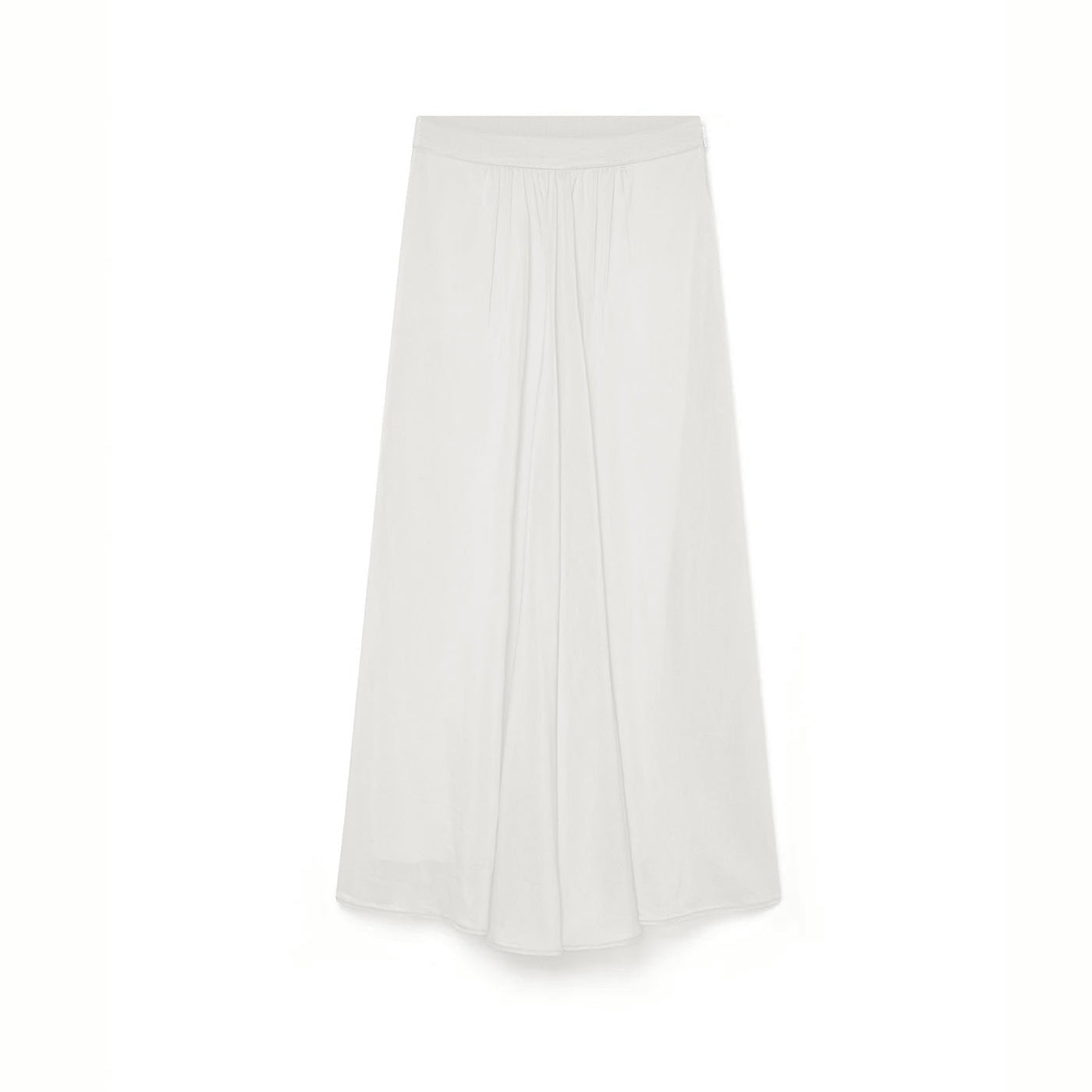 Cotton Silk Voile Midi Skirt in Crystal