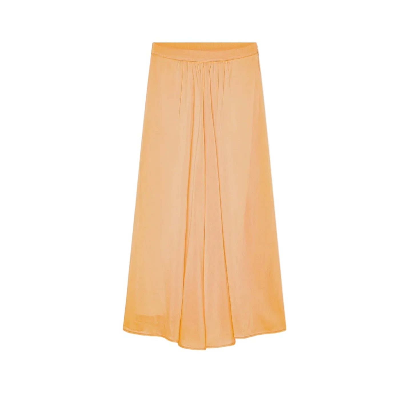 Cotton Silk Voile Midi Skirt in Mandarin