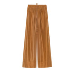 Habotai Silk Wide-Leg Trousers in Bronze