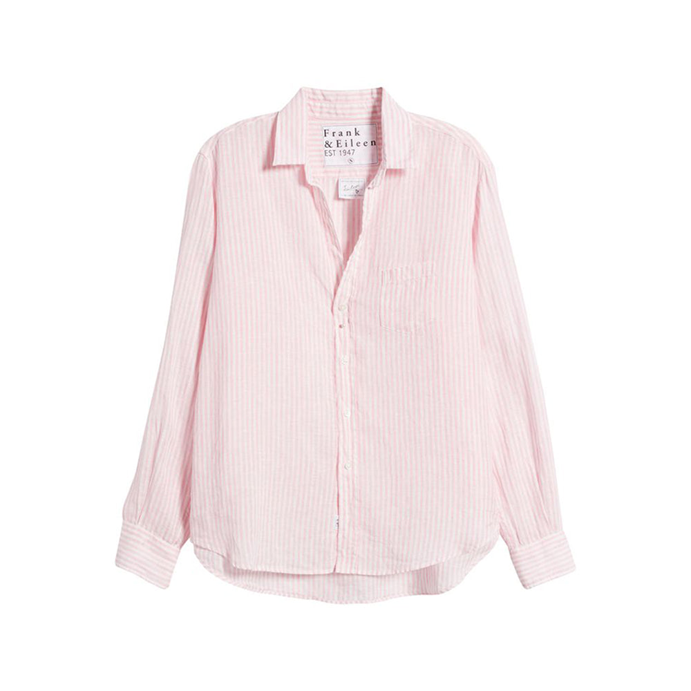 Eileen Relaxed Button-Up Shirt in pink stripe