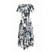 HIGH Everyday Couture Mesmerize Polaroid Tulips Midi Dress in Black and Ivory - International designer fashion boutique Australia Riada Concept Woollahra