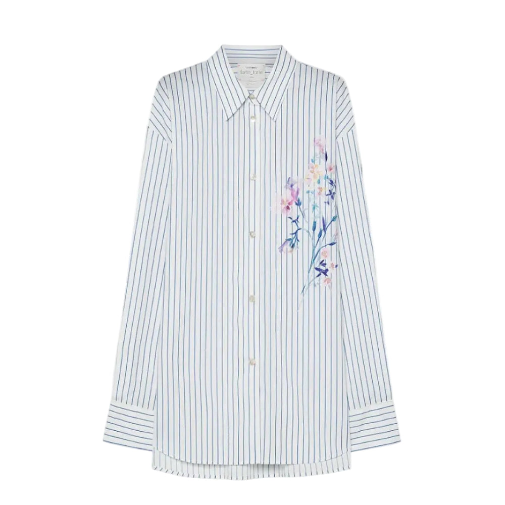 Le Bouquet Print Cotton Poplin Shirt in White