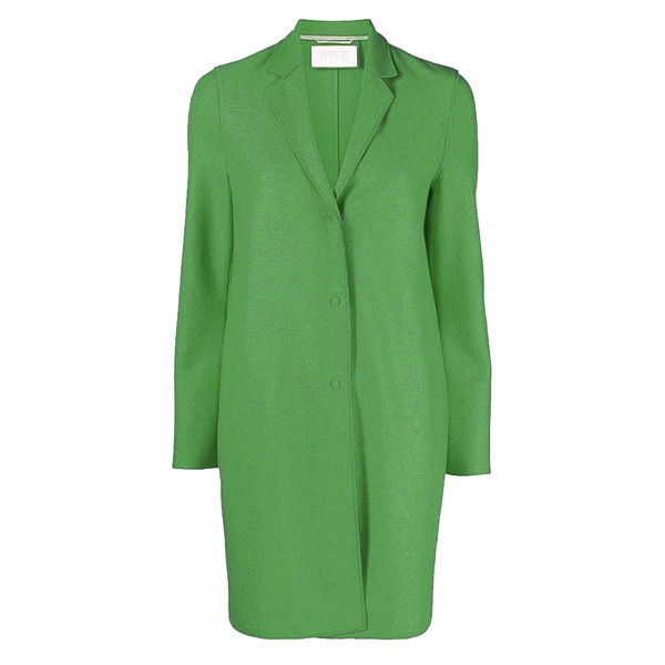 Pressed Wool Cocoon Coat in Parakeet Green