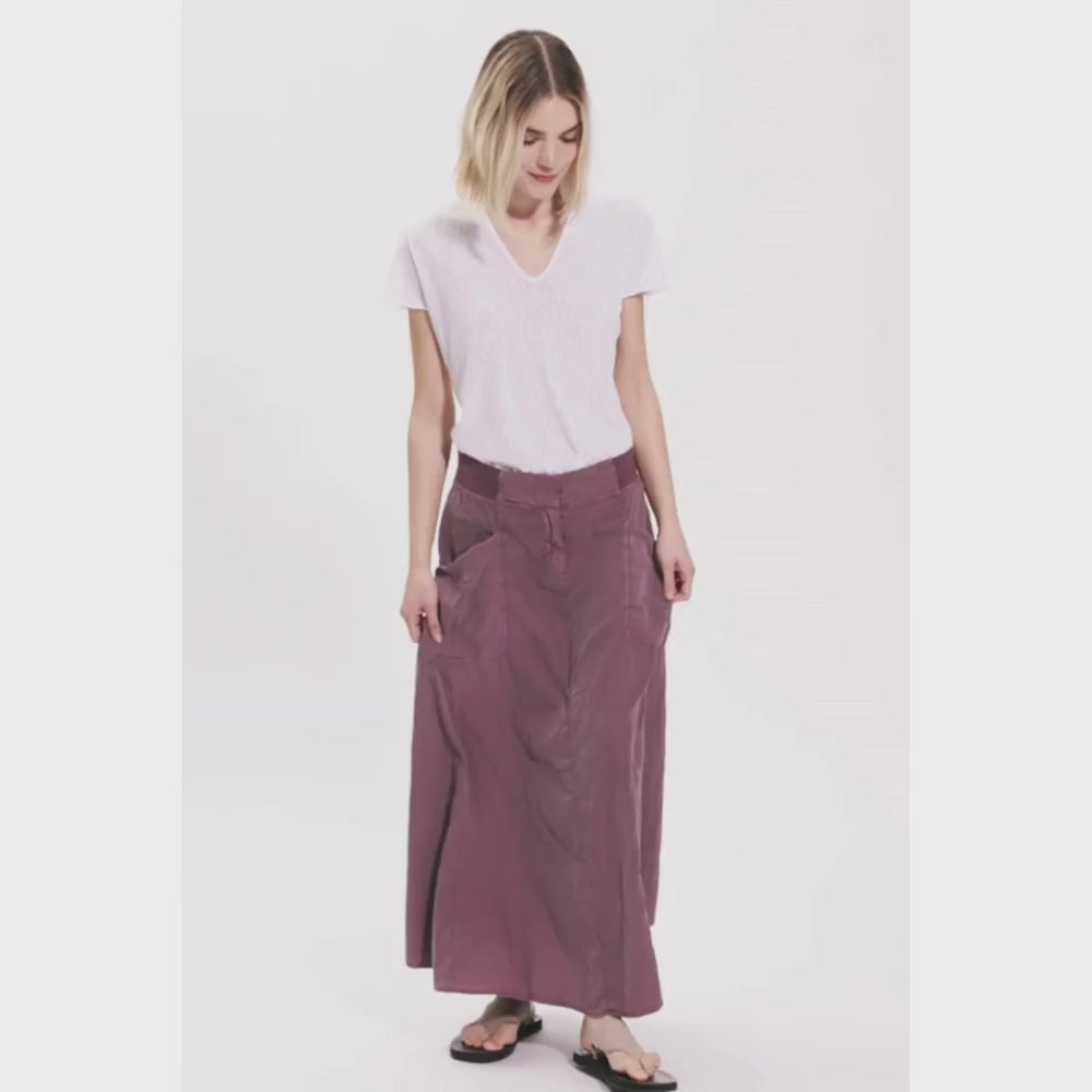 TRANSIT PAR SUCH Long Silk-Blend Flared Skirt in Mauve V314 Transit Par Such at Riada Concept Designer fashion shop online and in store High End fashion boutique Sydney Australia Riada Concept