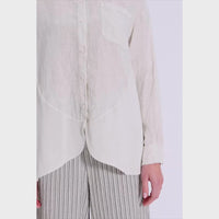 Transit Par Such Contrast Panel Linen Shirt in Chalk - video