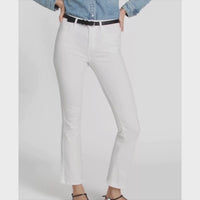 FRAME Le Crop Mini Boot High Rise Cropped Bootcut Jeans in White FRAME DENIM Designer fashion shop online and in store High End fashion boutique Sydney Australia Riada Concept