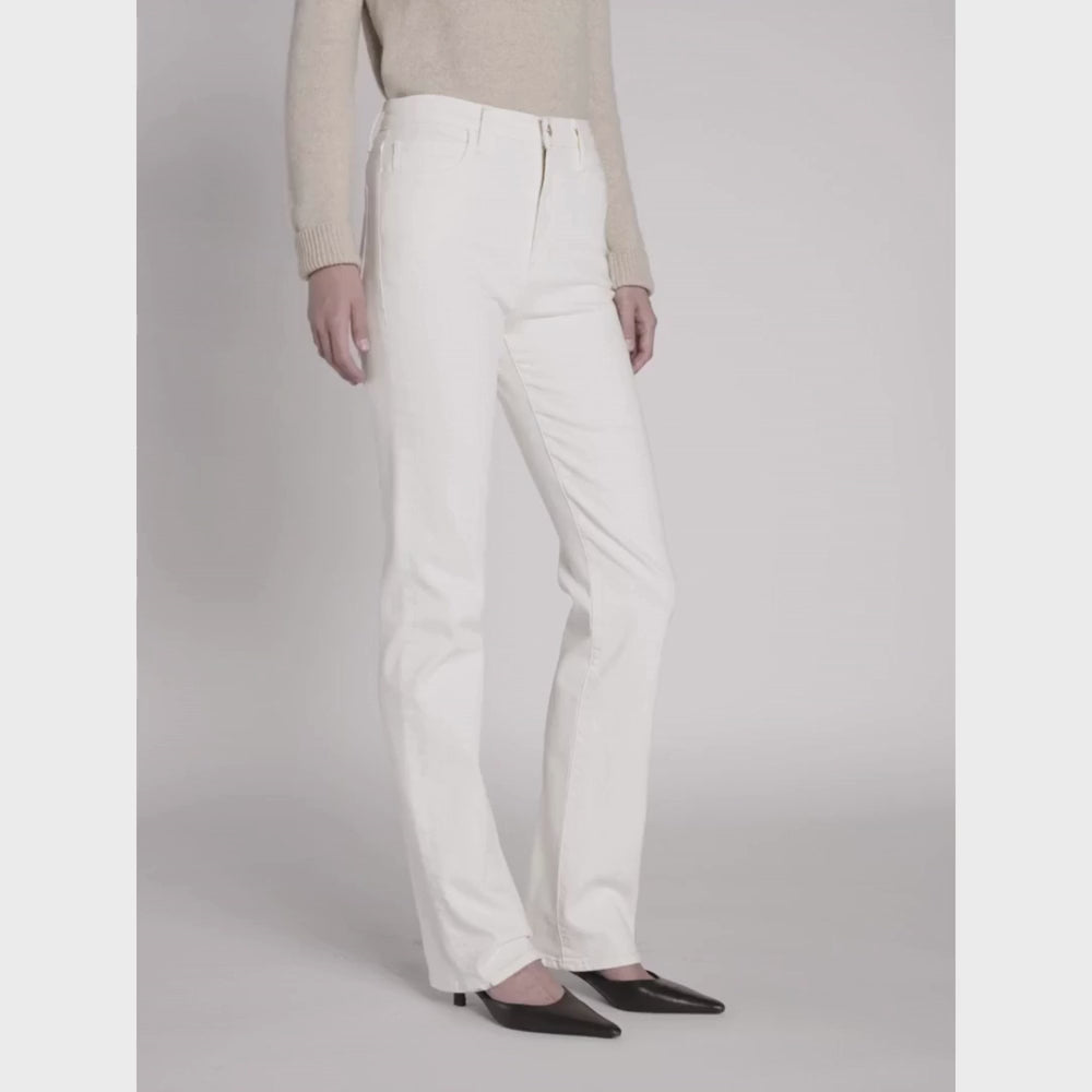 Video of full body styled model - FRAME The Ruler Jeans in Au Natural Clean at Riada Concept. High-rise full-length straight jeans in soft comfort-stretch denim