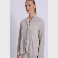 Transit Par Such textured flared shirt jacket in sand with subtle pinstripe finish – video